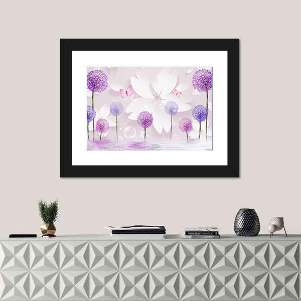 Purple Floral Lake Reflection Canvas Wall Art