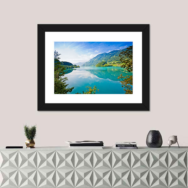 Majestic Mountain Lake In Switzerland Canvas Wall Art