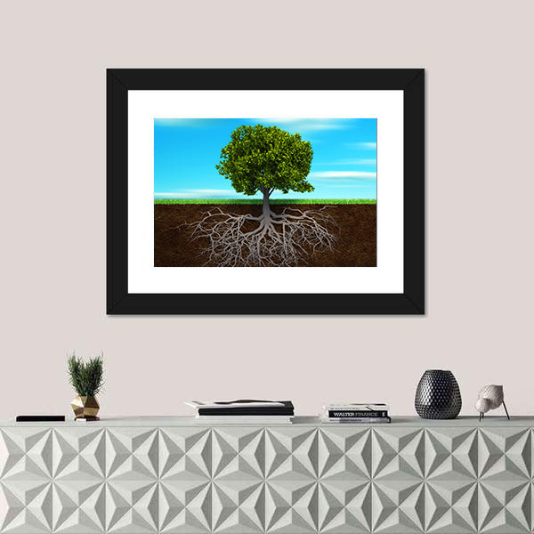 Root Of A Tree Illustration Canvas Wall Art