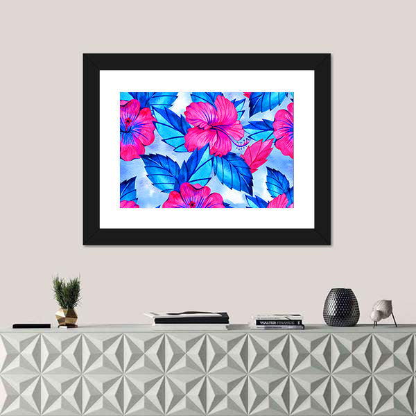 Hibiscus Floral Pattern Canvas Wall Art