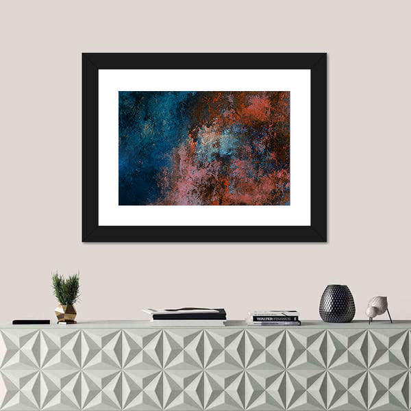 Blue And Red Tones Brushstrokes Canvas Wall Art