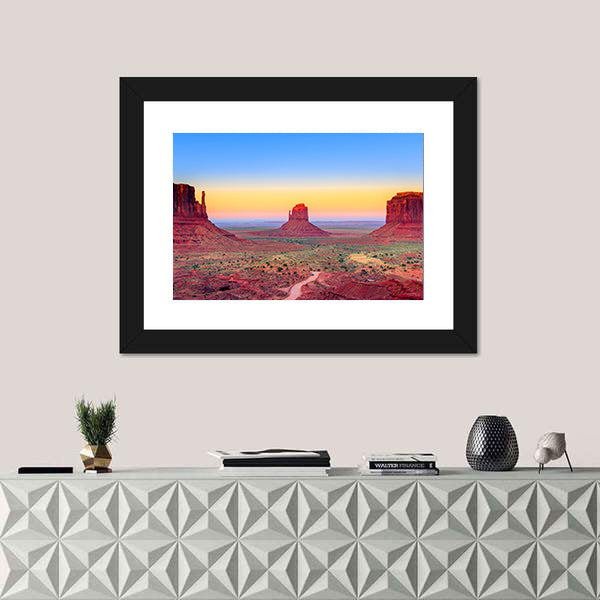 Sunset At Monument Valley In USA Canvas Wall Art