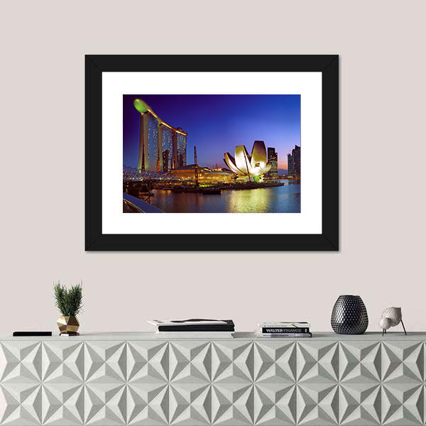 Singapore In Twilight Canvas Wall Art