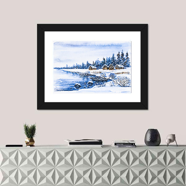 Frozen Winter Village Canvas Wall Art