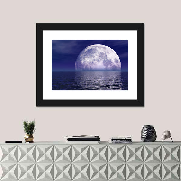 Full Moon Over Water Canvas Wall Art