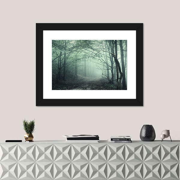 Foggy Forest Pathway Canvas Wall Art