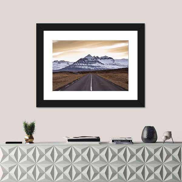 Ring Road At Sunset In East Fjords In Iceland Canvas Wall Art