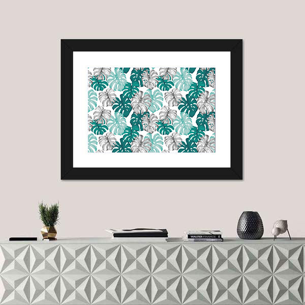 Duo Toned Monstera Leaves Pattern Canvas Wall Art