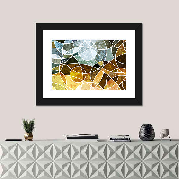 Abstract Geometric Circles in Blue and Green Canvas Wall Art