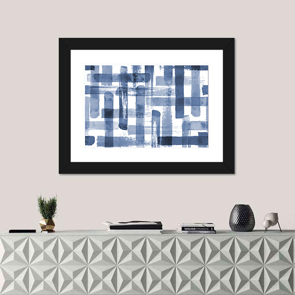 Blue Grunge Cross Geometric Shapes Canvas Wall Art