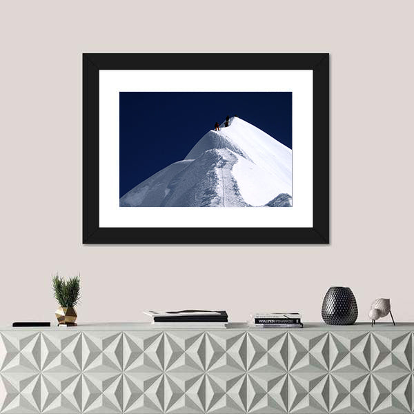 Climbers on Nepal Mountain Peak Canvas Wall Art