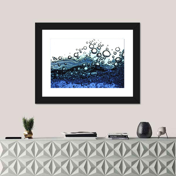 Surface Bubbles Blue Water Abstract Canvas Wall Art