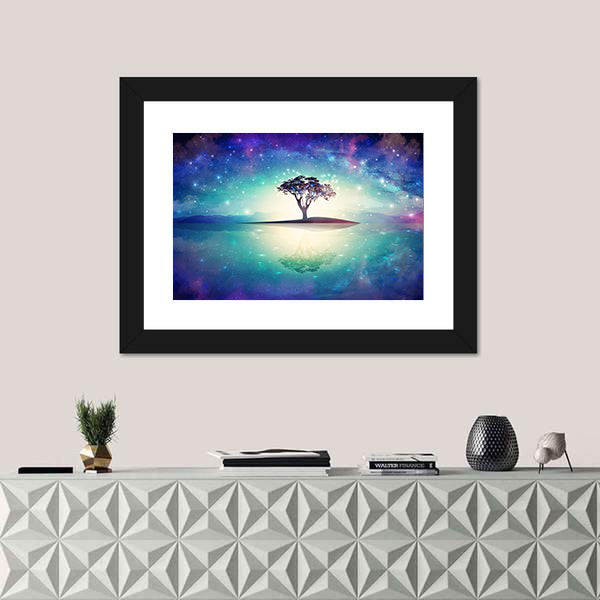 Meditation Tree Under Stars Canvas Wall Art