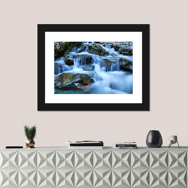River Through Mossy Stones in Cadore Canvas Wall Art