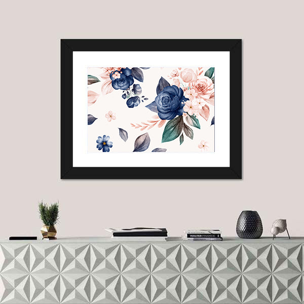 Wildflowers and Navy Roses Canvas Wall Art