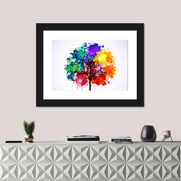 Colorful Abstract Tree with Balloons Canvas Wall Art