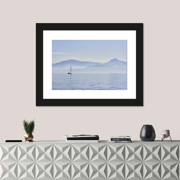 Sailing Boat At Sunrise Canvas Wall Art
