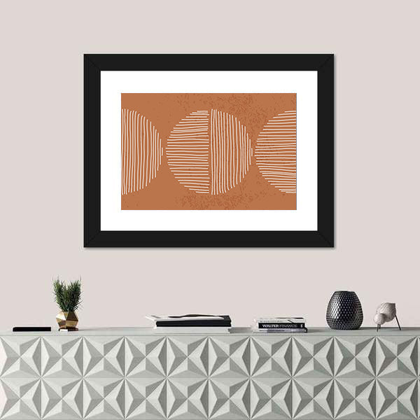 Minimalist Terracotta Geometric Circles Canvas Wall Art