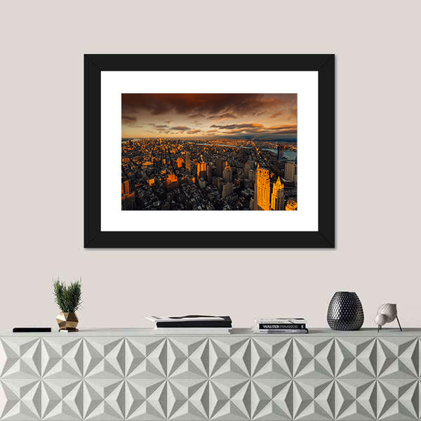 New York to South Manhattan Skyscraper Canvas Wall Art
