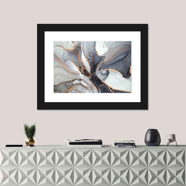 Alcohol Ink Marble with Gold Accents Canvas Wall Art