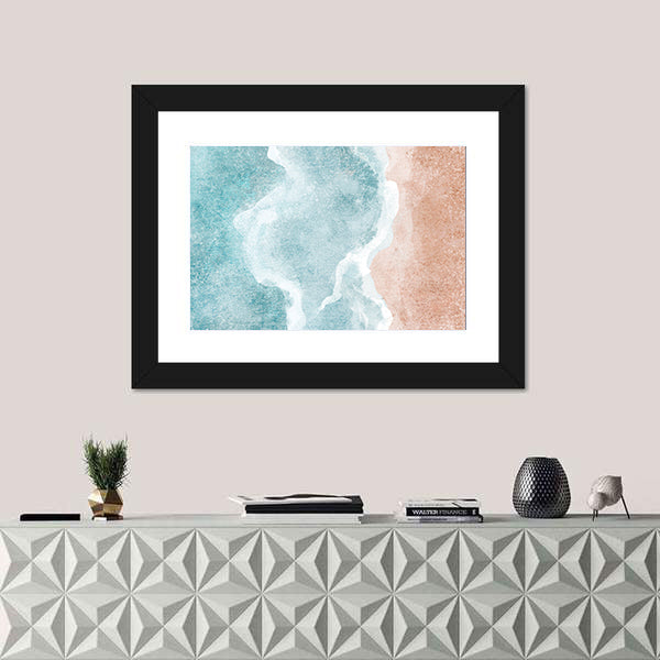 Boho Sea Beach With Waves Canvas Wall Art