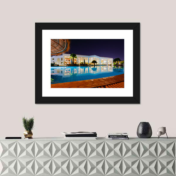 Luxury Resort Pool at Night Canvas Wall Art