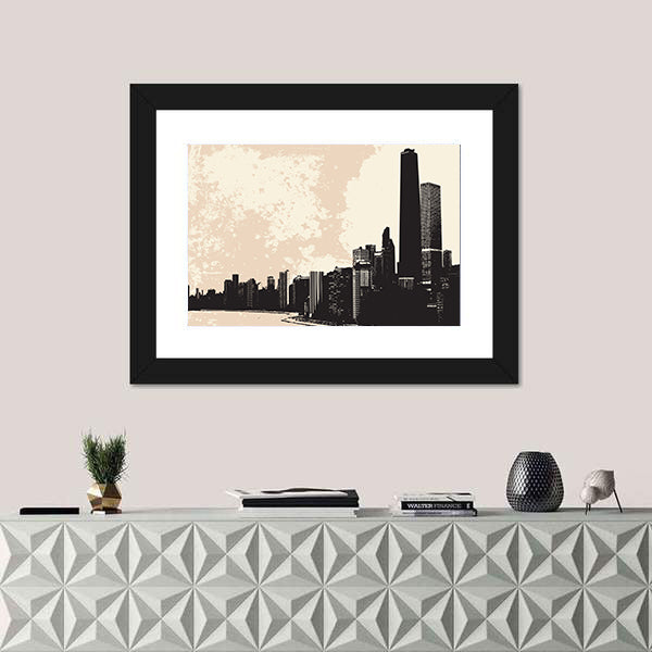 Chicago Skyline From Lake Michigan Canvas Wall Art
