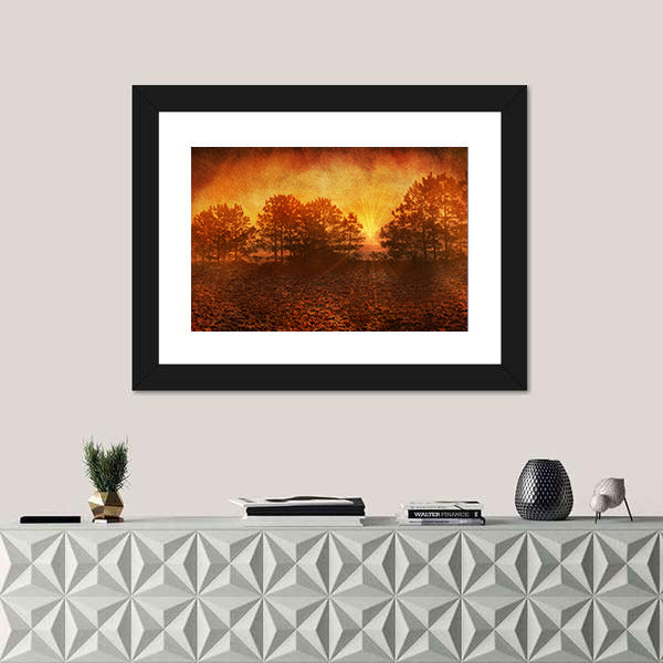 Rusty Golden Textured Autumn Field Canvas Wall Art