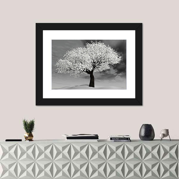 Cherry Tree In Winter Canvas Wall Art