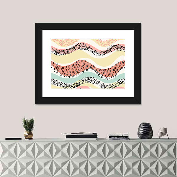 Layered Wavy Bands with Seed Dots Canvas Wall Art