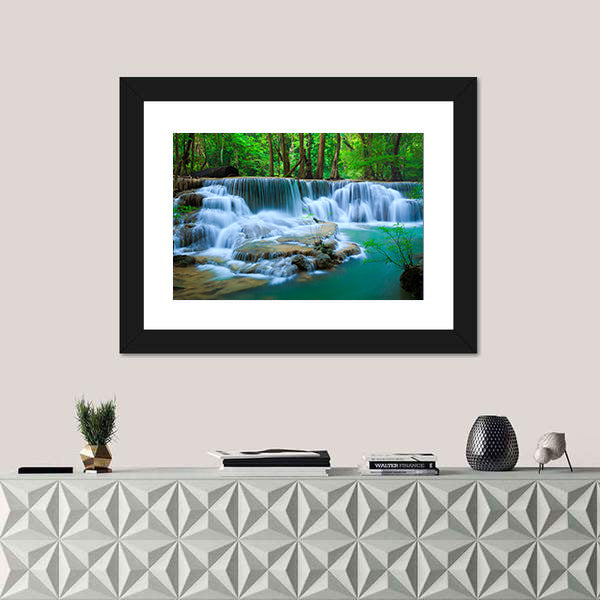 Huay Ma Khamin Waterfall In Kanchanaburi Thailand Canvas Wall Art