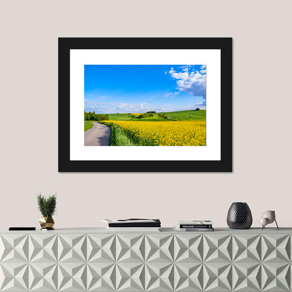 Oilseed field In Italian Countryside Canvas Wall Art