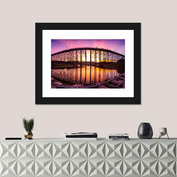 Mon Bridge At Sunset Canvas Wall Art