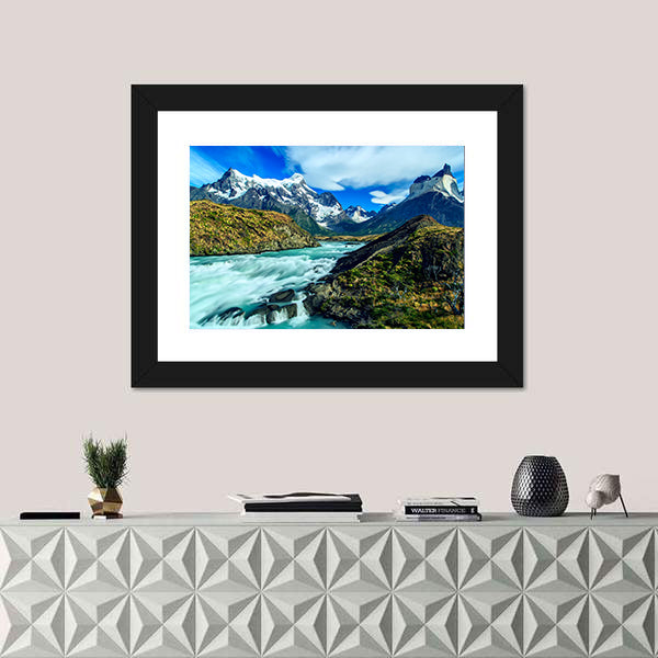Luxury River Mountain Canvas Wall Art