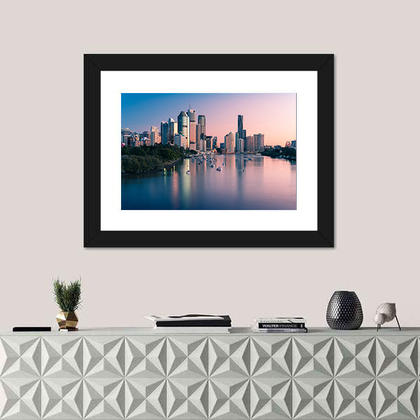 Brisbane Downtown At Sunrise Canvas Wall Art