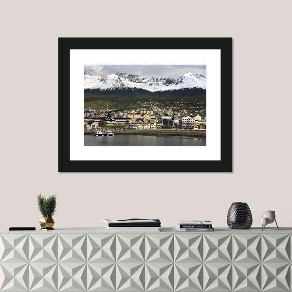 Ushuaia Harbor with Snow-capped Peaks Canvas Wall Art