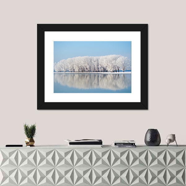 Clear Blue Winter Landscape Canvas Wall Art