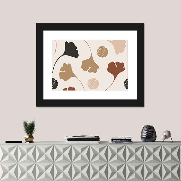 Natural Ginkgo Leaf Silhouettes Canvas Wall Art