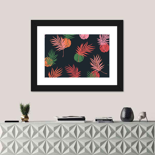 Palm Leaf Seamless Pattern Canvas Wall Art