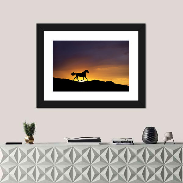 Running Horse Silhouette Canvas Wall Art