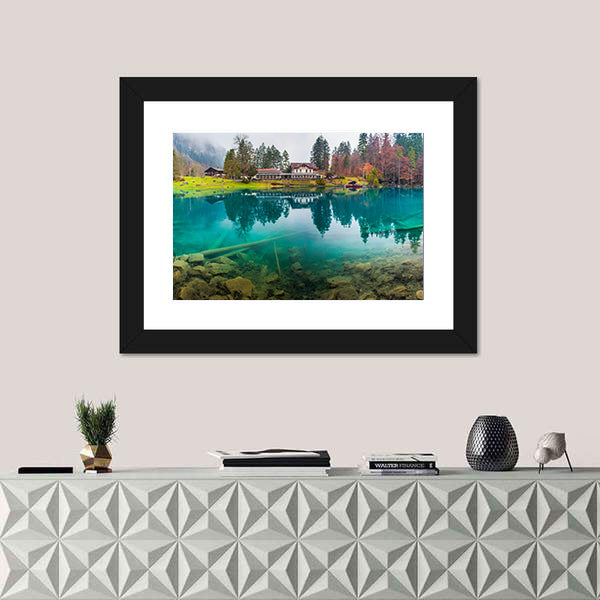 Hotel Forellenzucht in Blausee Town Switzerland Canvas Wall Art