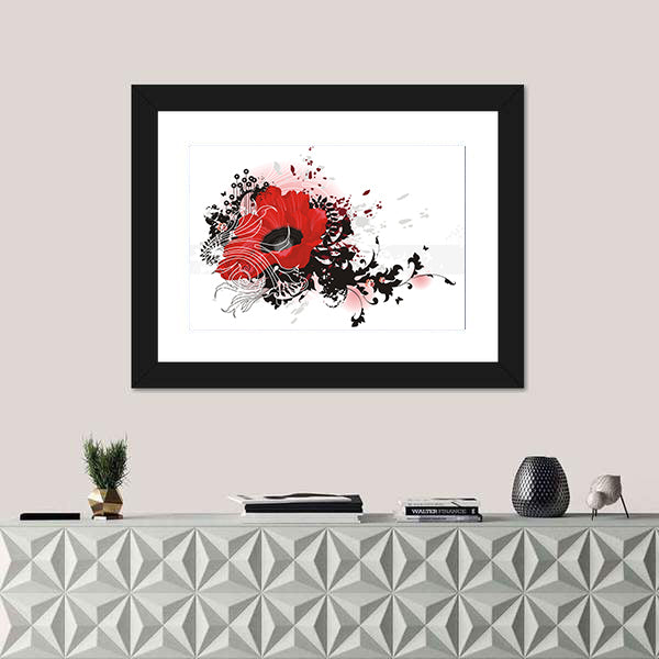 Red Poppy Abstract Floral Canvas Wall Art