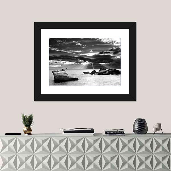 Cloud Burst Over Bonsai Rock At Lake Tahoe Canvas Wall Art