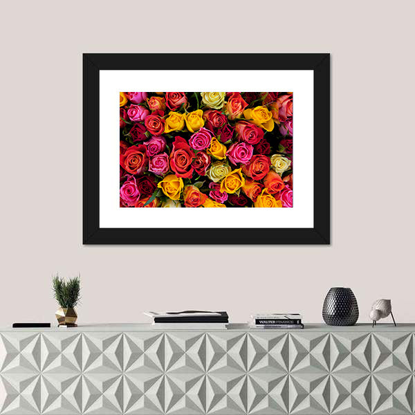Colorful Roses Bouquet Canvas Wall Art