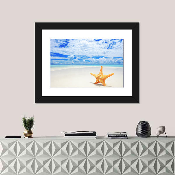 Starfish On Beach At Kuredu Island Maldives Canvas Wall Art