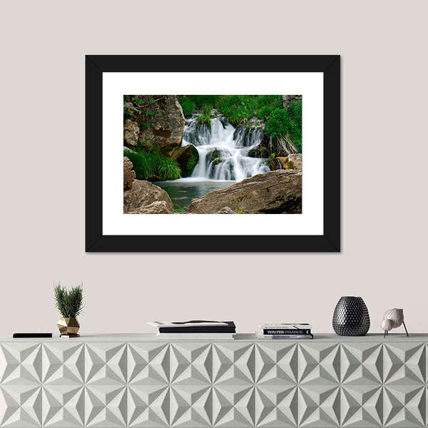 Small Forest Waterfall Canvas Wall Art
