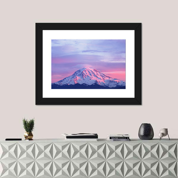 Sunset light On Mount Rainier Canvas Wall Art