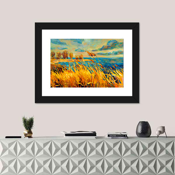 Sunset Over Lake Canvas Wall Art