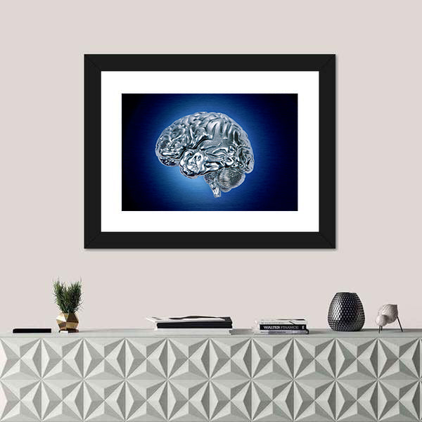 Chrome Brain Profile Canvas Wall Art