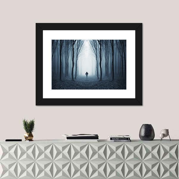 Man Walking Through A Fairytale Forest Canvas Wall Art